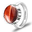 Sterling Silver 925 Ring Rhodium Plated Embedded With RED TIGER EYE