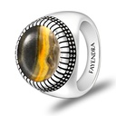 Sterling Silver 925 Ring Rhodium Plated Embedded With ECLIPSE STONE