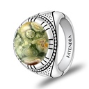 Sterling Silver 925 Ring Rhodium Plated Embedded With RHYOLITE