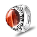 Sterling Silver 925 Ring Rhodium Plated Embedded With RED TIGER EYE