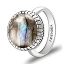 Sterling Silver 925 Ring Rhodium Plated Embedded With LABRADORITE