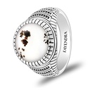 Sterling Silver 925 Ring Rhodium Plated Embedded With NATURAL AGATE