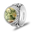 Sterling Silver 925 Ring Rhodium Plated Embedded With RHYOLITE