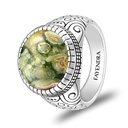 Sterling Silver 925 Ring Rhodium Plated Embedded With RHYOLITE