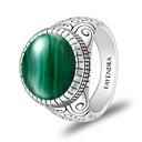 Sterling Silver 925 Ring Rhodium Plated Embedded With Malachite