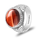 Sterling Silver 925 Ring Rhodium Plated Embedded With RED TIGER EYE