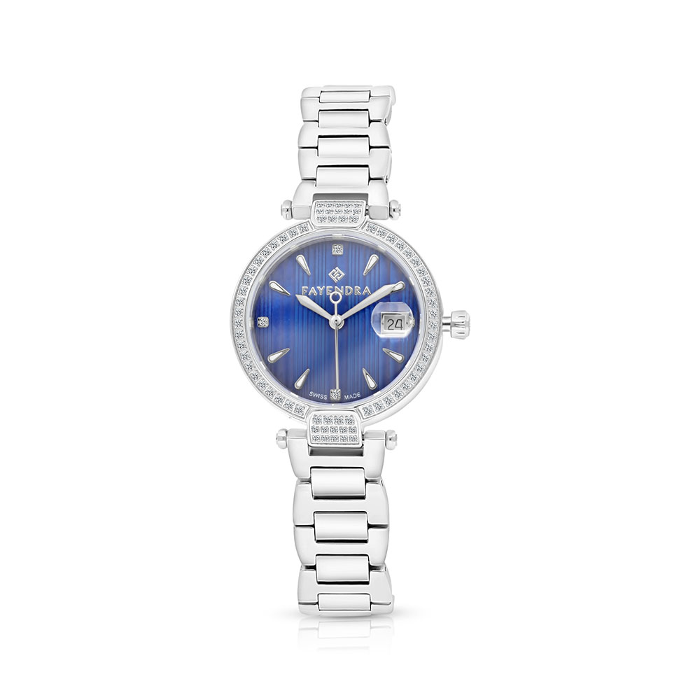 ساعة ستانلس ستيل عيار 316 و فص ابيض BLUE DIAL