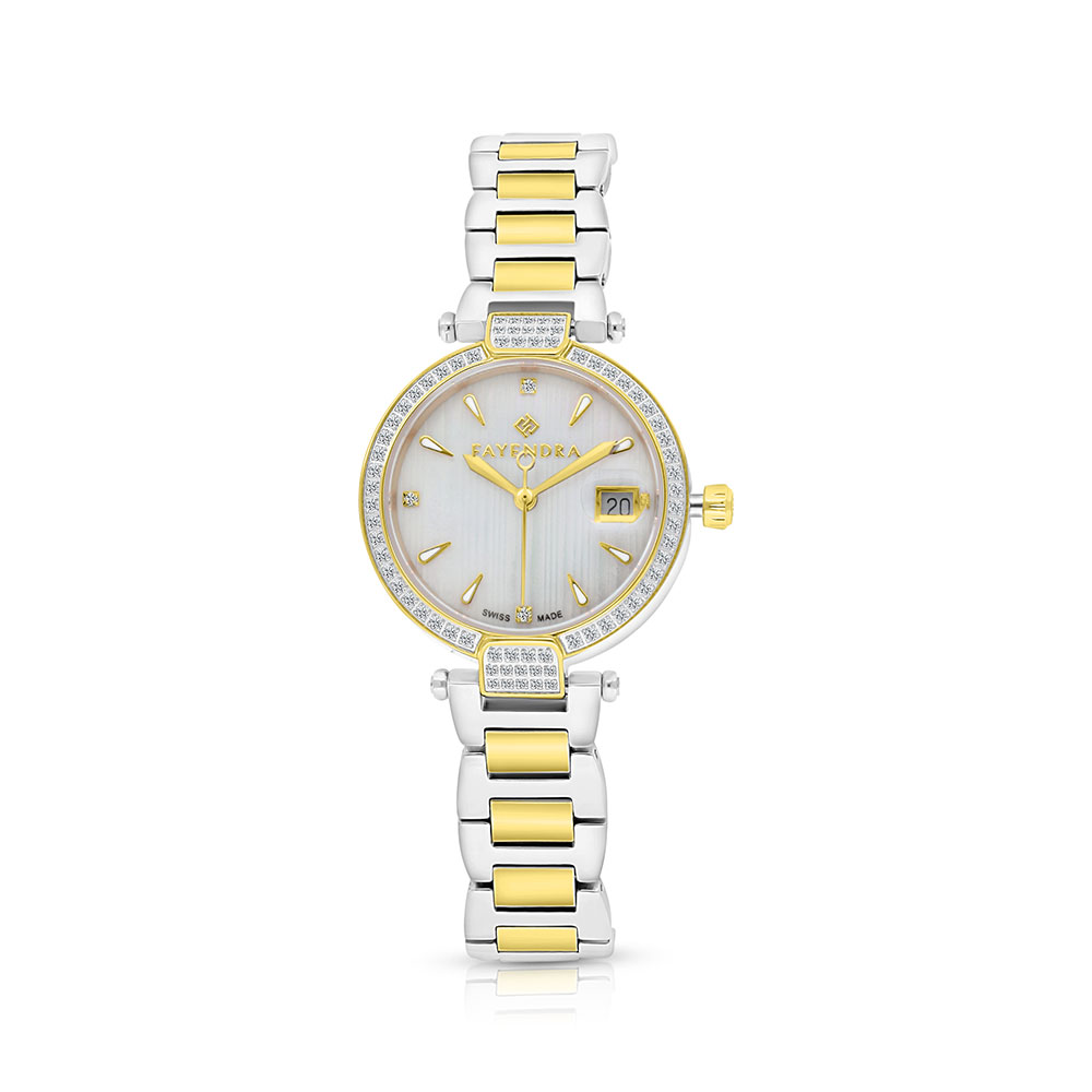 Stainless Steel 316 Watch Steel And Golden Color Embedded With White Zircon - MOP DIAL