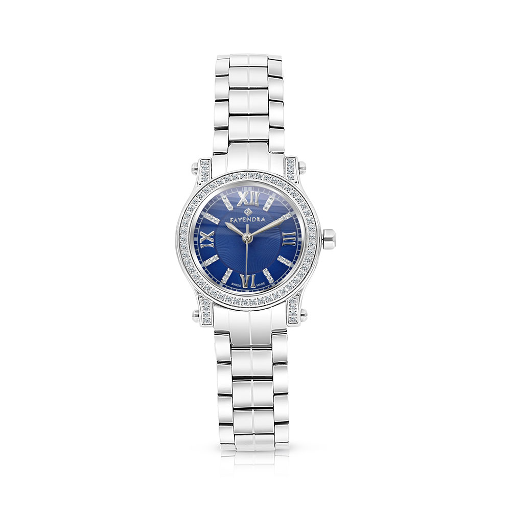 ساعة ستانلس ستيل عيار 316 و فص ابيض BLUE DIAL