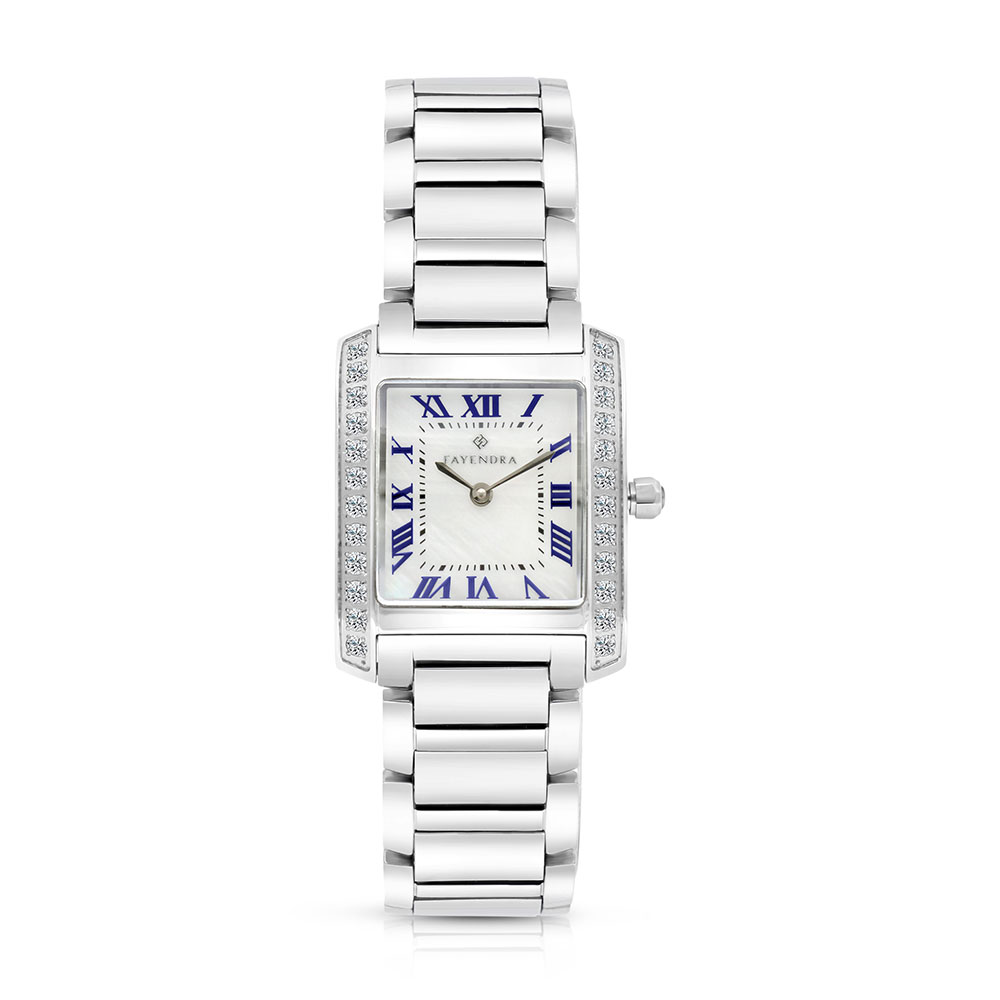 Stainless Steel 316 Watch Embedded With Blue Numbers And White Zircon - MOP DIAL