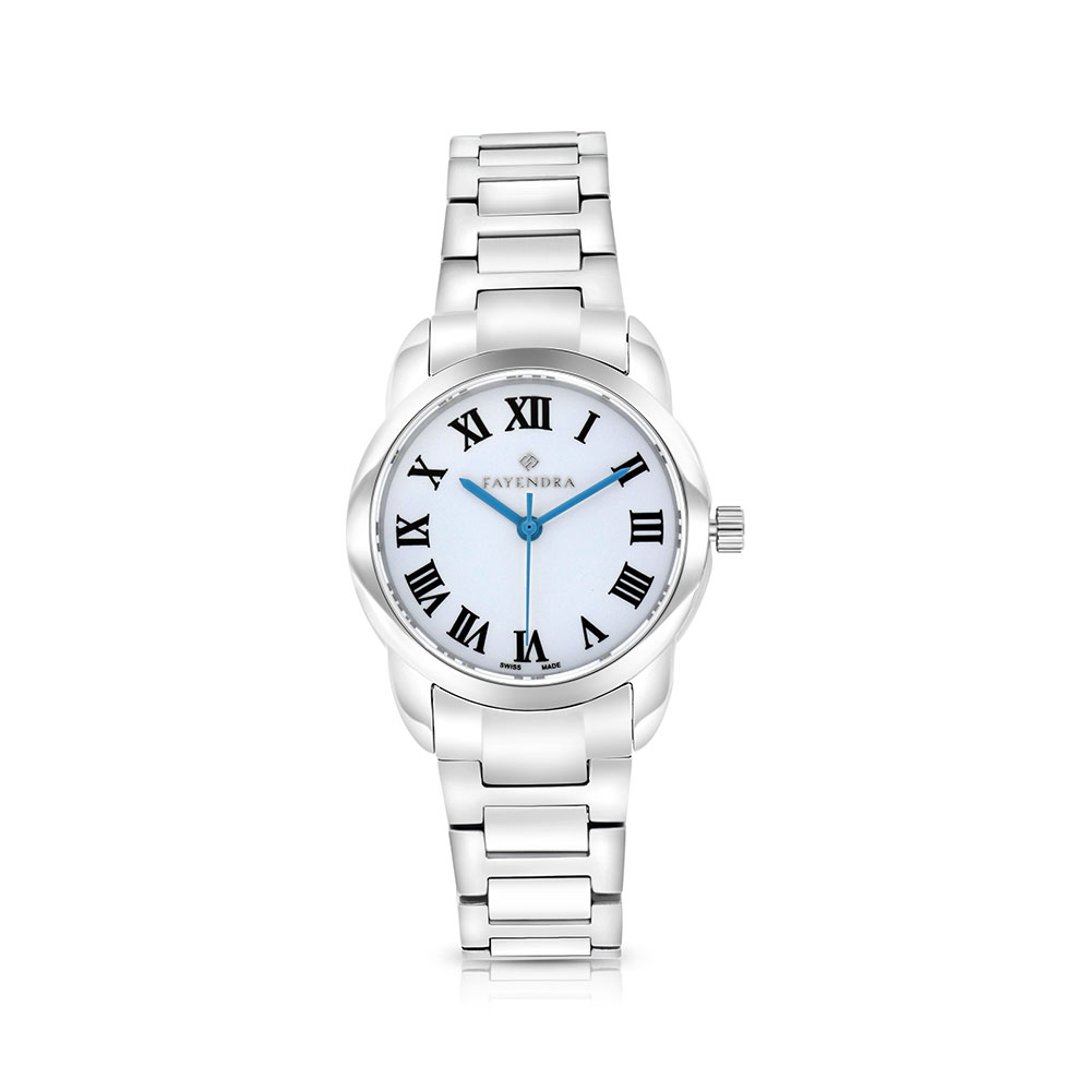 ساعة ستانلس ستيل عيار 316 ارقام سوداء SILVER DIAL