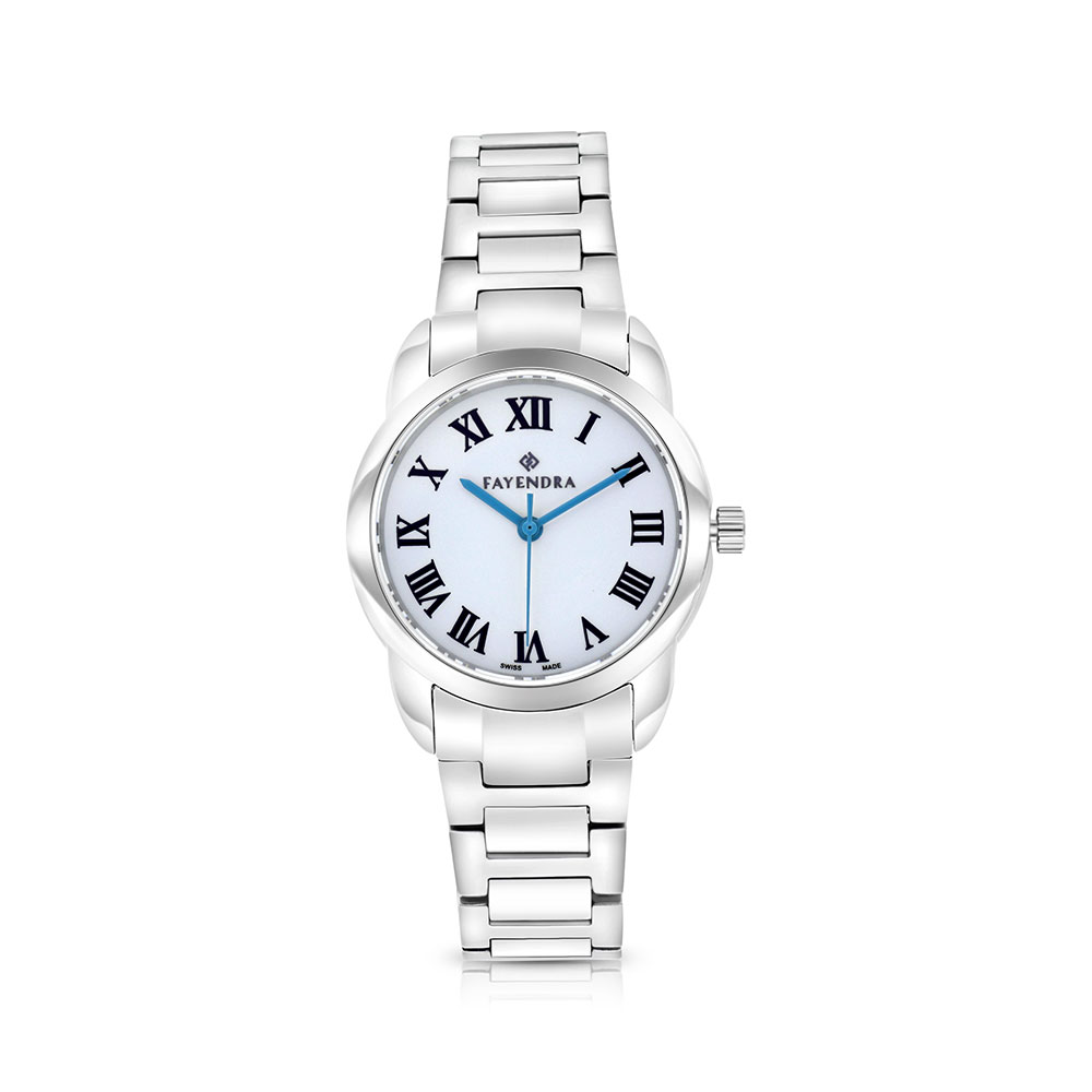 ساعة ستانلس ستيل عيار 316 ارقام زرقاء SILVER DIAL