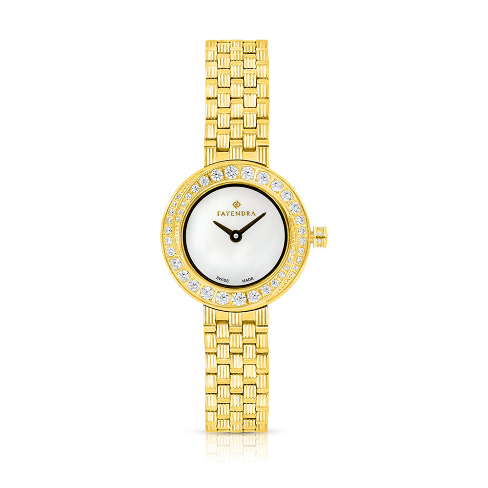 Stainless Steel 316 Watch Golden Color Embedded With White Zircon - MOP DIAL