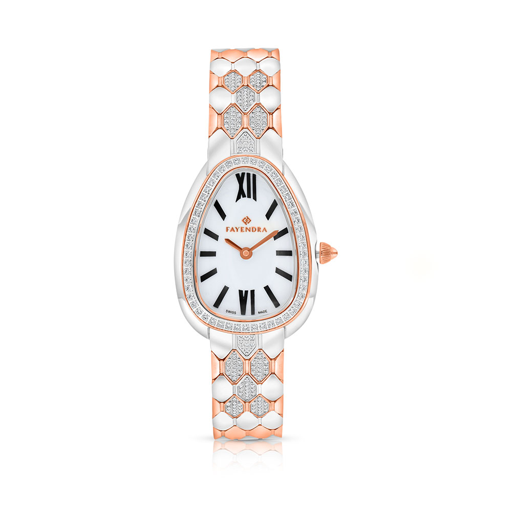 Stainless Steel 316L Watch Rhodium And Rose Gold Plated SILVER DIAL 