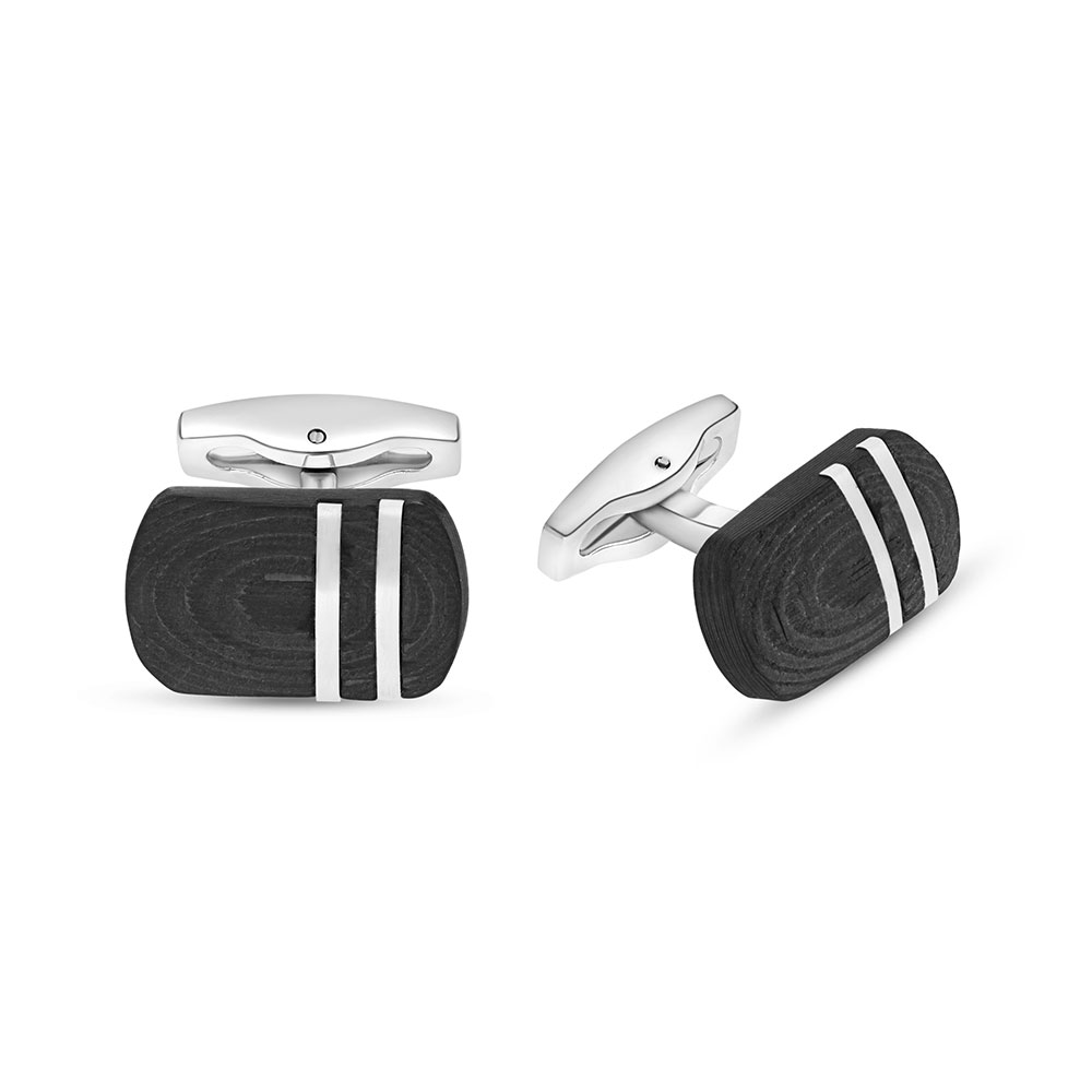 Stainless Steel Cufflink 316L Silver And Black Plated 