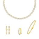 Sterling Silver 925 SET Golden Plated Embedded With White Zircon