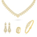 Sterling Silver 925 SET Golden Plated Embedded With White Zircon