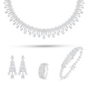 Sterling Silver 925 SET Rhodium Plated Embedded With White Zircon