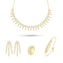 Sterling Silver 925 SET Golden Plated Embedded With White Zircon