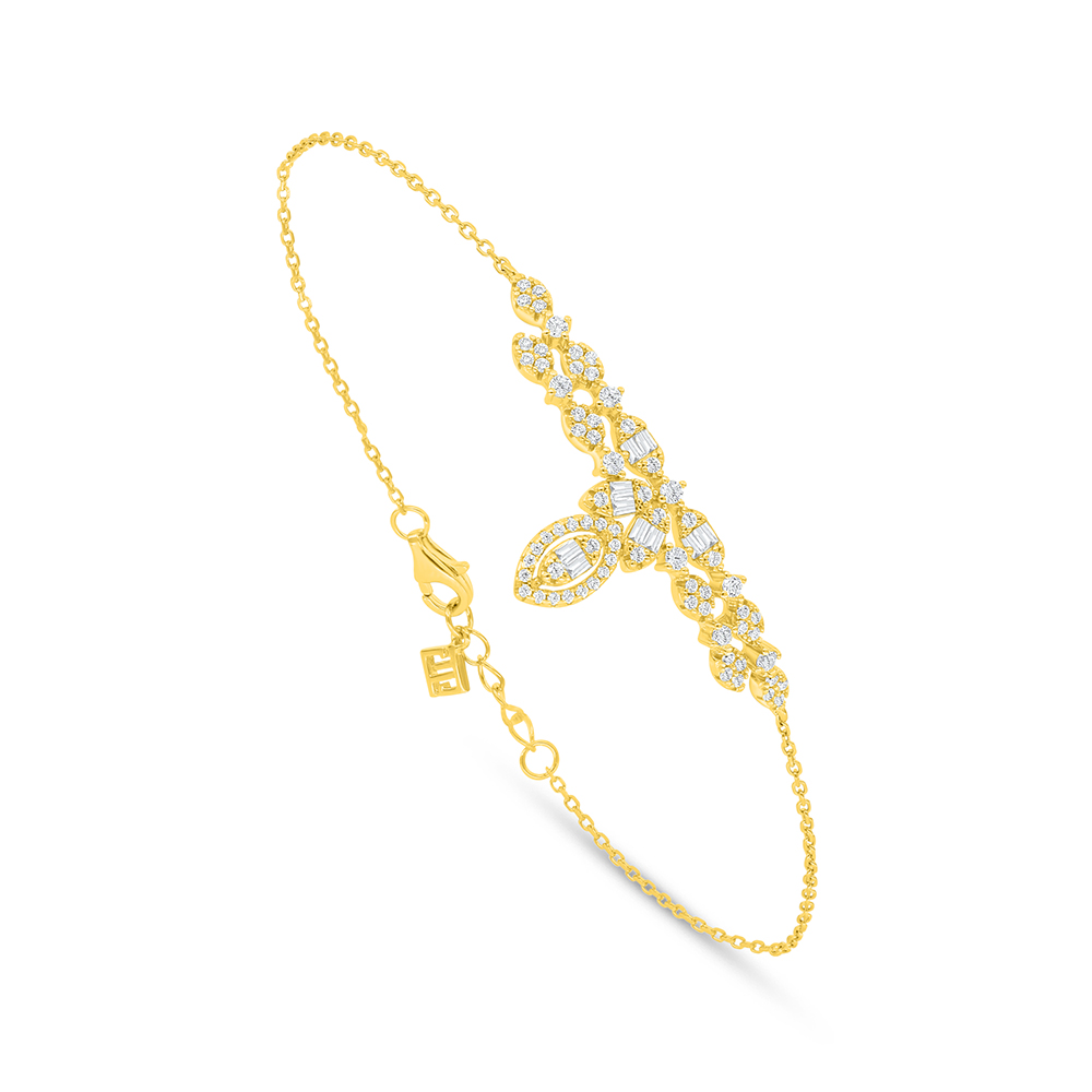 Sterling Silver 925 Bracelet Golden Plated Embedded With White Zircon