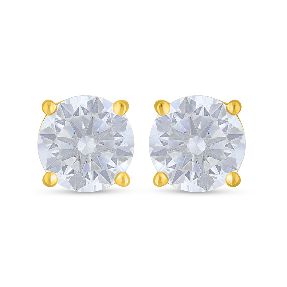 Sterling Silver 925 Earring Golden Plated Embedded With White Zircon