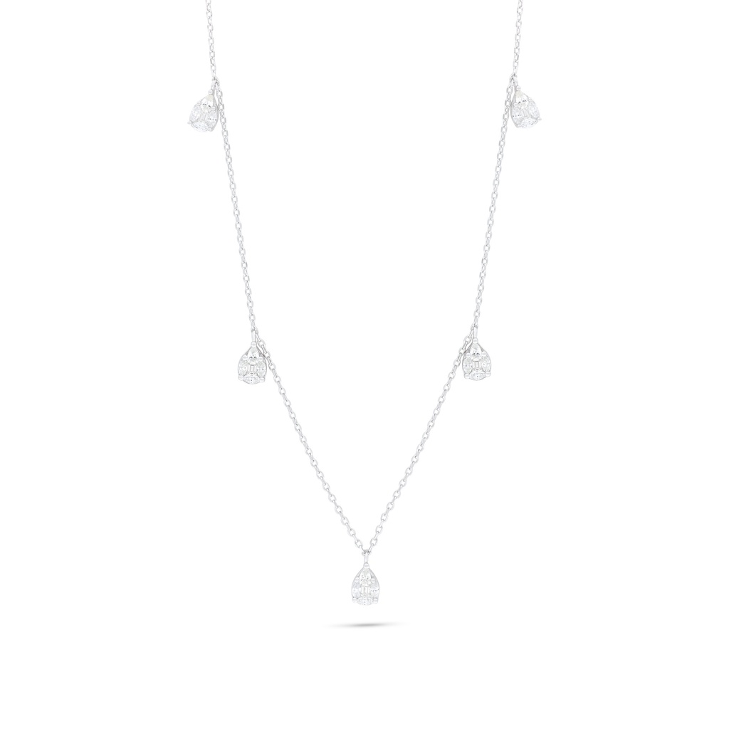 Sterling Silver 925 Necklace Rhodium Plated Embedded With White Zircon