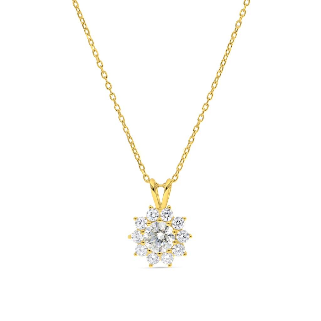 Sterling Silver 925 Necklace Golden Plated Embedded With White Zircon