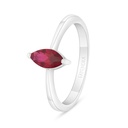 Sterling Silver 925 Ring Rhodium Plated Embedded With Ruby Corundum 