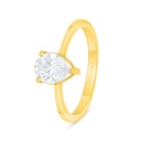 Sterling Silver 925 Ring Golden Plated Embedded With White Zircon