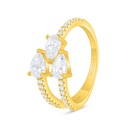 Sterling Silver 925 Ring Golden Plated Embedded With White Zircon