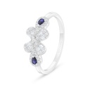 Sterling Silver 925 Ring Rhodium Plated Embedded With Sapphire Corundum And White Zircon