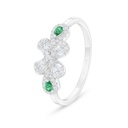 Sterling Silver 925 Ring Rhodium Plated Embedded With Emerald Zircon And White Zircon