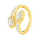 Sterling Silver 925 Ring Golden Plated Embedded With Yellow Diamond And White Zircon