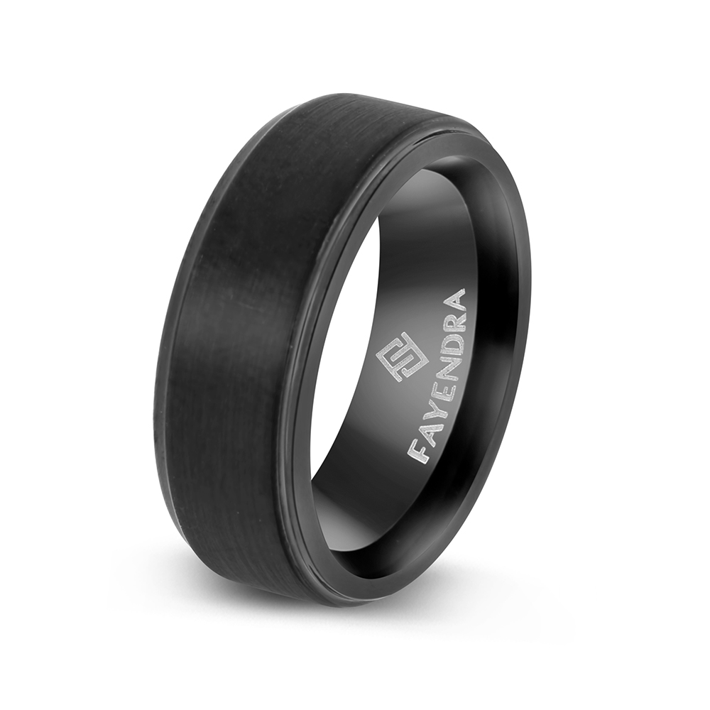 Tungsten Carbide Wedding Ring Black Plated For Men