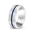 Tungsten Carbide Wedding Ring Silver And Blue Plated For Men