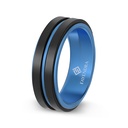 Tungsten Carbide Wedding Ring Black And Blue Plated For Men