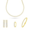 Sterling Silver 925 SET Golden Plated Embedded With White Zircon