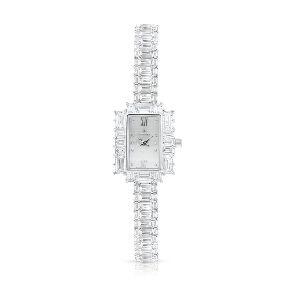 Stainless Steel 316 Watch Silver Plated Embedded With White Zircon - MOP DIAL