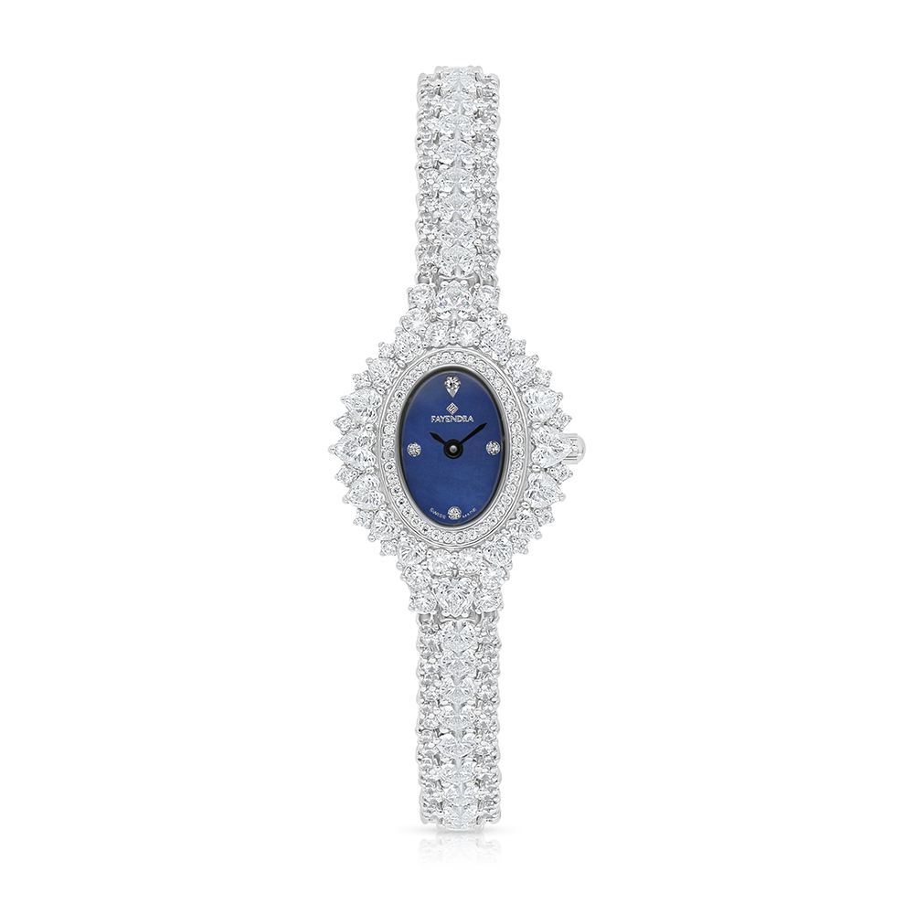 Stainless Steel 316 Watch Embedded With White Zircon - Blue MOP DIAL