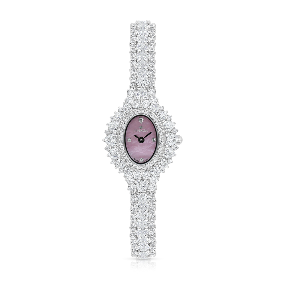 Stainless Steel 316 Watch Embedded With White Zircon - Pink MOP DIAL