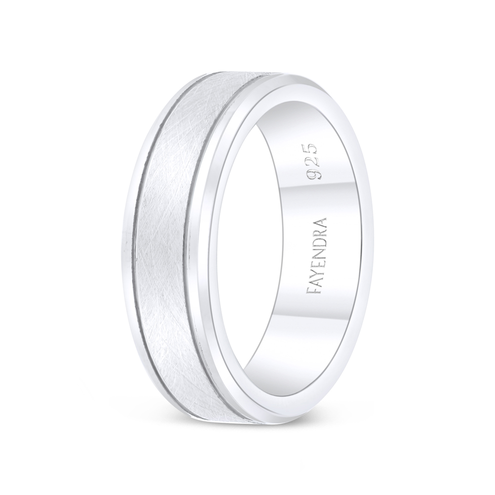 Tungsten Carbide Wedding Ring Rhodium Plated For Men