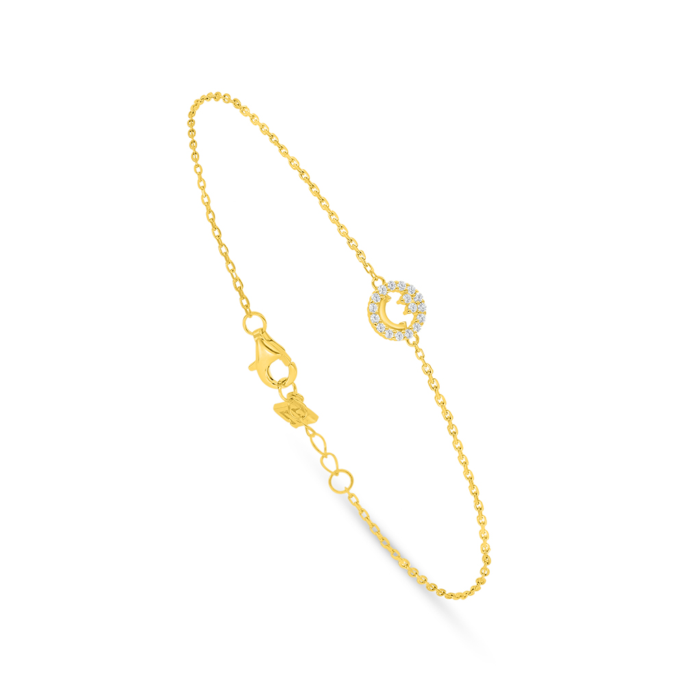 Sterling Silver 925 Bracelet Golden Plated Embedded With White Zircon