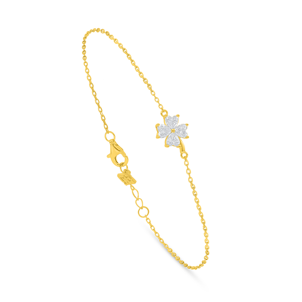 Sterling Silver 925 Bracelet Golden Plated Embedded With White Zircon