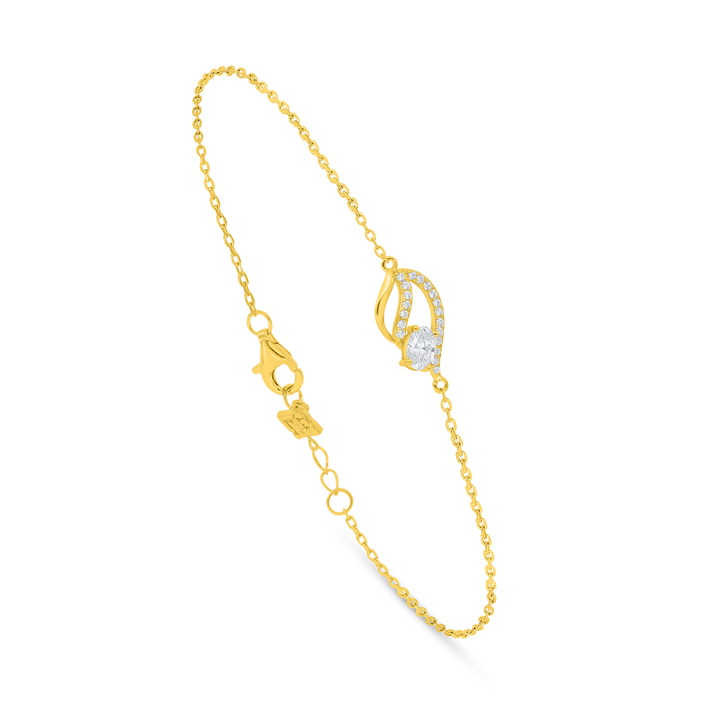 Sterling Silver 925 Bracelet Golden Plated Embedded With White Zircon