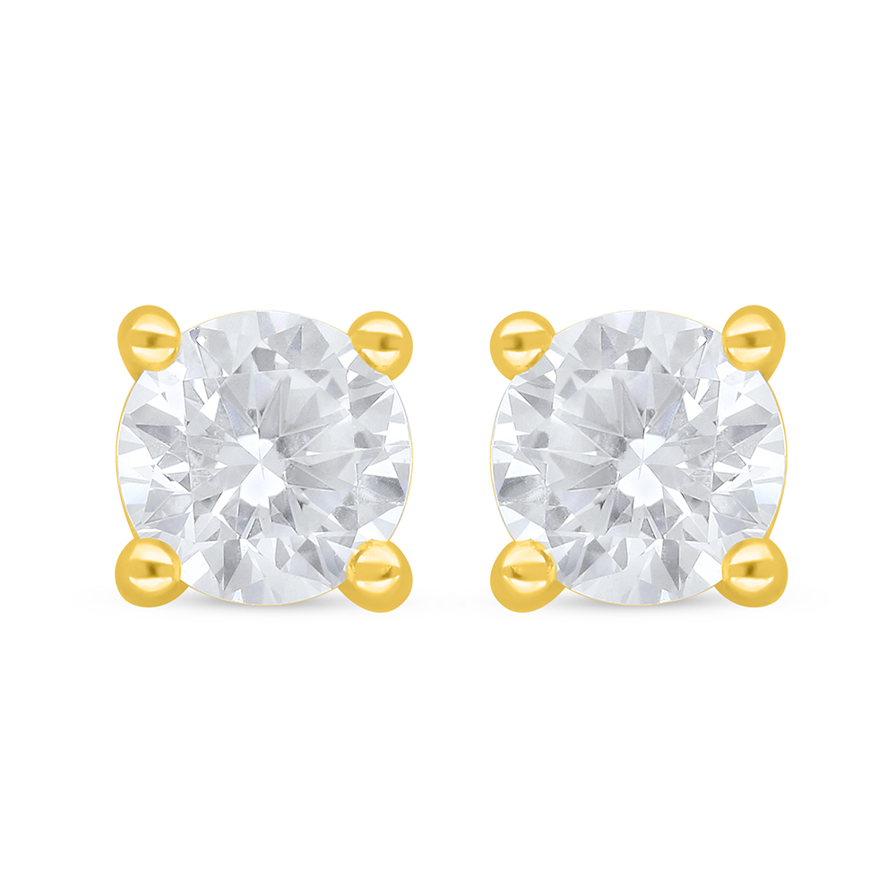 Sterling Silver 925 Earring Golden Plated Embedded With White Zircon