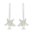 Sterling Silver 925 Earring Rhodium Plated Embedded With Yellow Diamond 