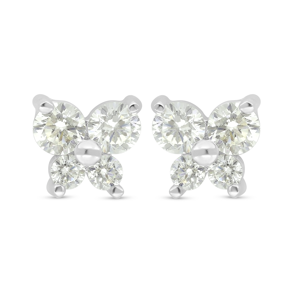 Sterling Silver 925 Earring Rhodium Plated Embedded With Yellow Diamond