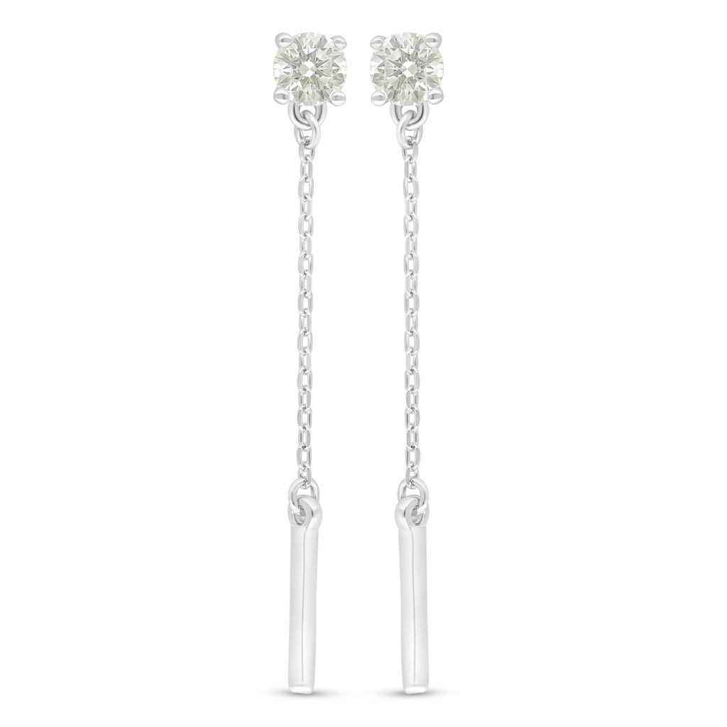 Sterling Silver 925 Earring Rhodium Plated Embedded With Yellow Diamond 