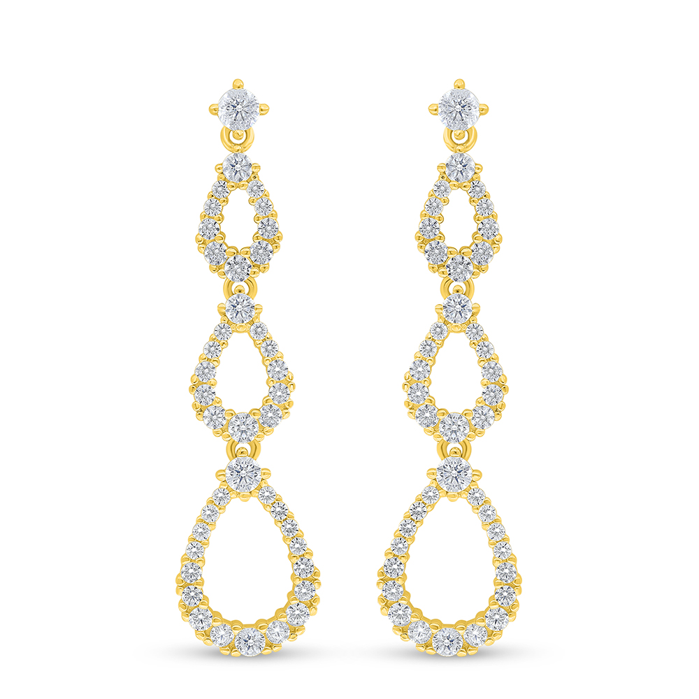Sterling Silver 925 Earring Golden Plated Embedded With White Zircon
