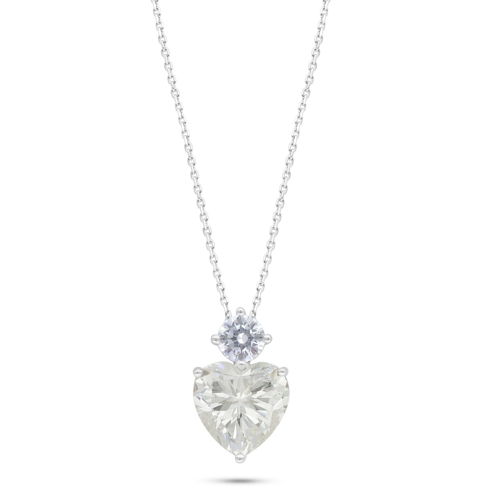 Sterling Silver 925 Necklace Rhodium Plated Embedded With Yellow Diamond And White Zircon